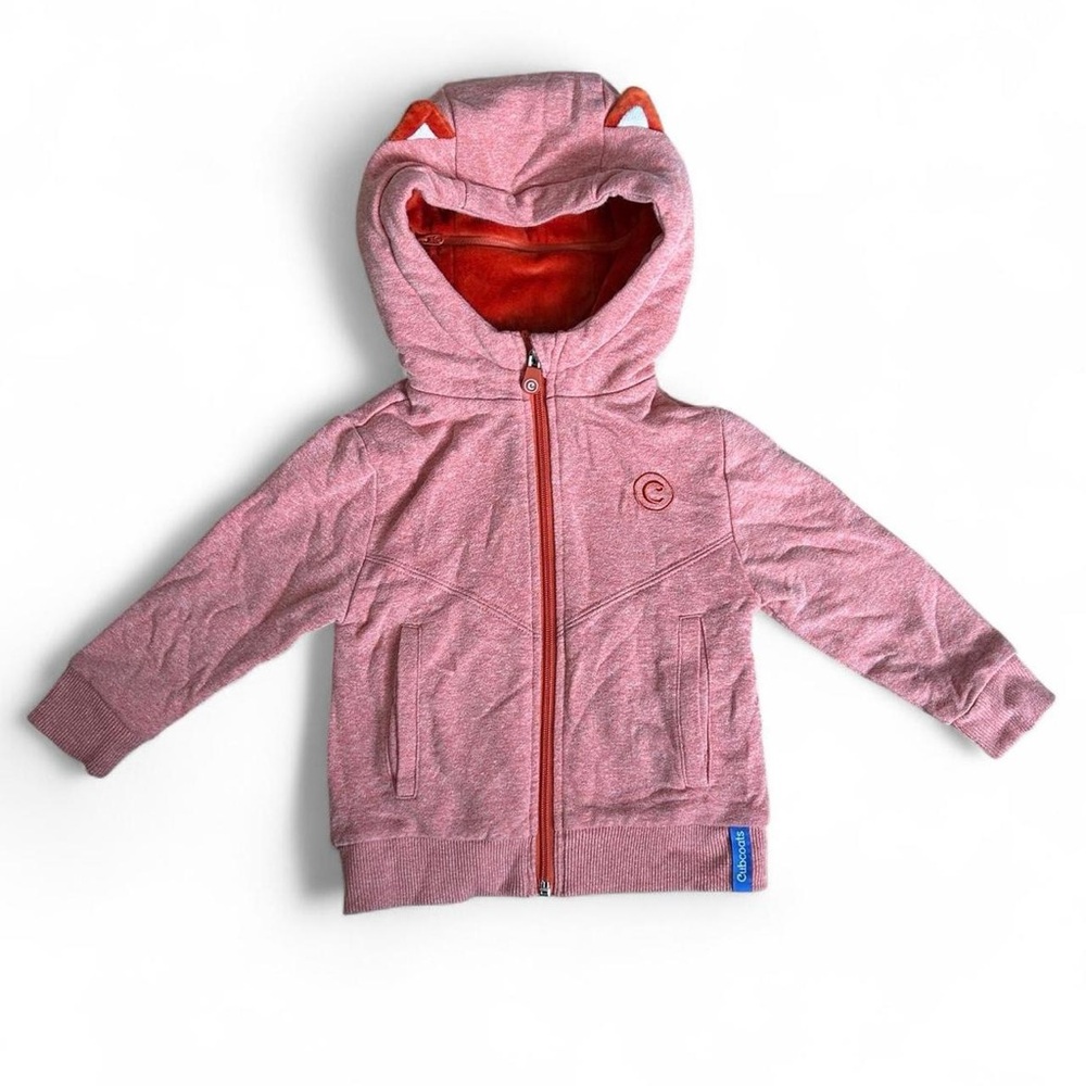 Flynn the Fox Cubcoat zip-up hoodie with ears and plushie
Size 2 years